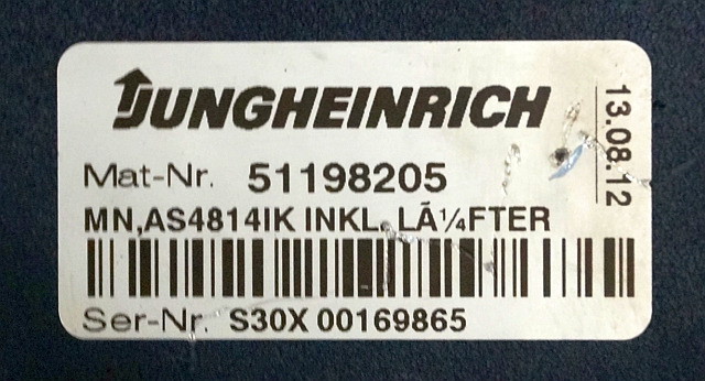Jungheinrich 51159321 | Rij/hef regeling drive/lifting controller AS4814Ik Index - Bloc de gestion pour Matériel de manutention: photos 5 Jungheinrich 51159321 | Rij/hef regeling drive/lifting controller AS4814Ik Index - Bloc de gestion pour Matériel de manutention: photos 5