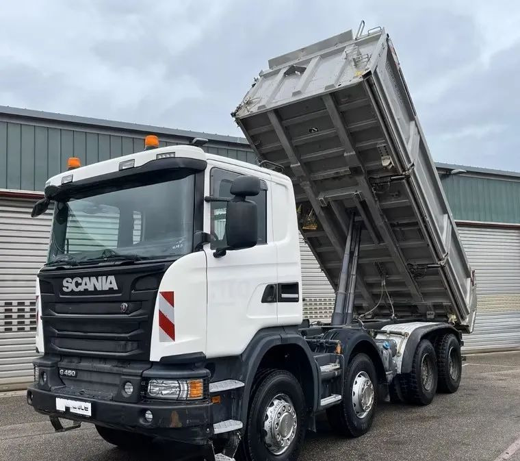 Scania G 450 8x4 | Meiller Bordmatik Wywrotka trójstronna | Retarder | 298.000 km!!!! | Euro 6 |1 właściciel - Camion benne: photos 1 Scania G 450 8x4 | Meiller Bordmatik Wywrotka trójstronna | Retarder | 298.000 km!!!! | Euro 6 |1 właściciel - Camion benne: photos 1