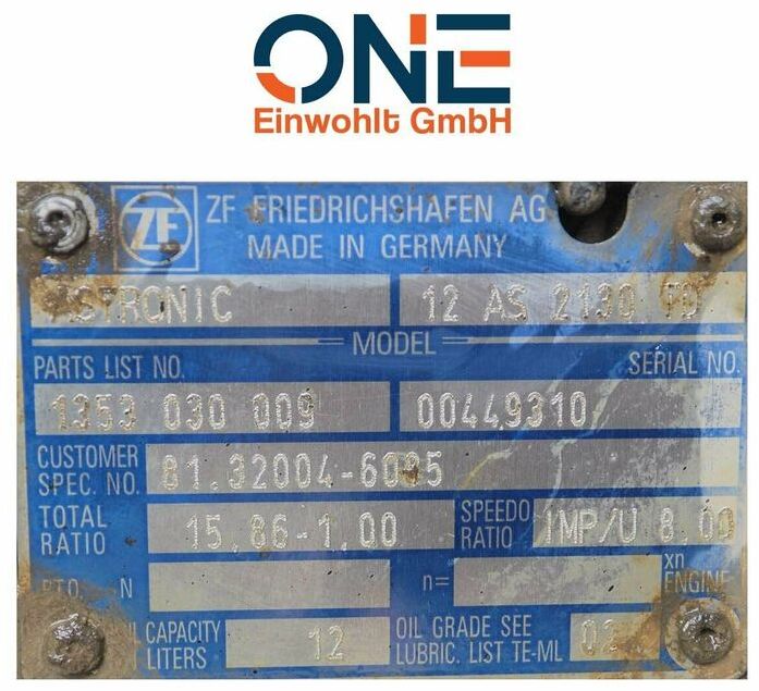 Getriebe MAN TGA, TGS, ZF 12AS 2130TD, 12AS2130DD - Boîte de vitesse pour Camion: photos 3 Getriebe MAN TGA, TGS, ZF 12AS 2130TD, 12AS2130DD - Boîte de vitesse pour Camion: photos 3