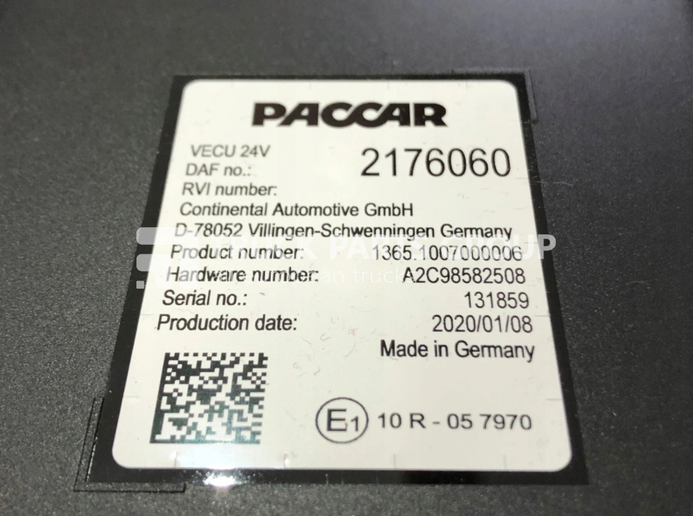 DAF XF, CF, 106, EURO6, EURO 6 emission VECU control unit, ECU, EDC, 2176060, 2034161, A2C98582508, 131859 by Paccar (Copy) - Bloc de gestion pour Camion: photos 1 DAF XF, CF, 106, EURO6, EURO 6 emission VECU control unit, ECU, EDC, 2176060, 2034161, A2C98582508, 131859 by Paccar (Copy) - Bloc de gestion pour Camion: photos 1
