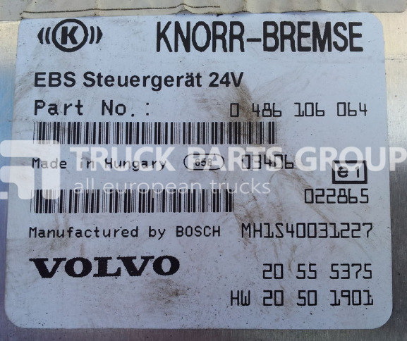 VOLVO FH12 ECU, EDC, EBS Control unit 20555375, 0486106064, 20410009, control unit - Bloc de gestion pour Camion: photos 2 VOLVO FH12 ECU, EDC, EBS Control unit 20555375, 0486106064, 20410009, control unit - Bloc de gestion pour Camion: photos 2