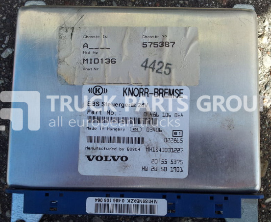 VOLVO FH12 ECU, EDC, EBS Control unit 20555375, 0486106064, 20410009, control unit - Bloc de gestion pour Camion: photos 1 VOLVO FH12 ECU, EDC, EBS Control unit 20555375, 0486106064, 20410009, control unit - Bloc de gestion pour Camion: photos 1