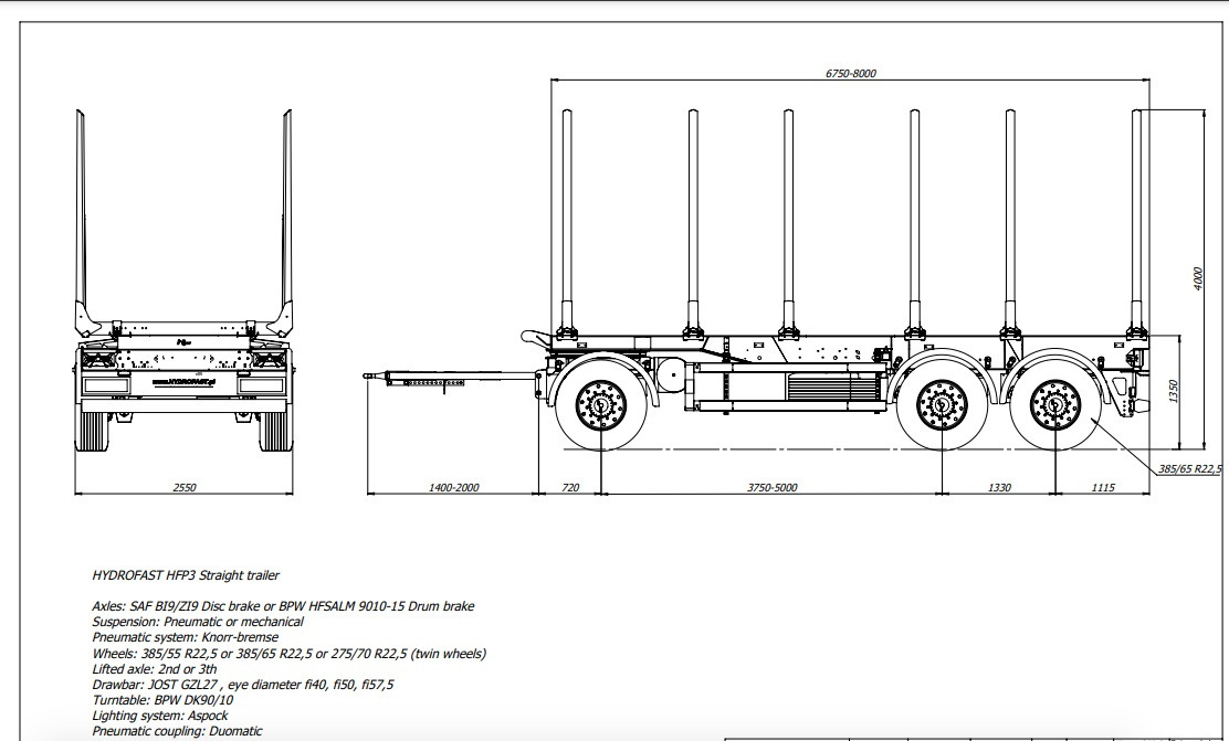 Remorque grumier neuf HYDROFAST Przyczepa 3 osiowa / 3 axles timber transport trailer / Remorque à 3 essieux pour le transport de bois / 3-Achs-Rungenanhänger / 3-tengelyes-rönkszállító-pótkocsi / Remorcă pentru transportul lemnului: photos 10