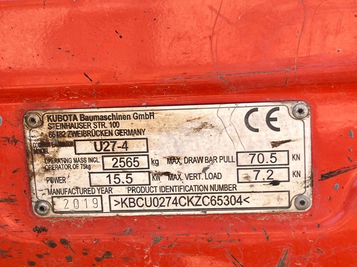 Mini pelle Kubota Series U U27-4 MINIPELLE 2,7T CANOPY: photos 15