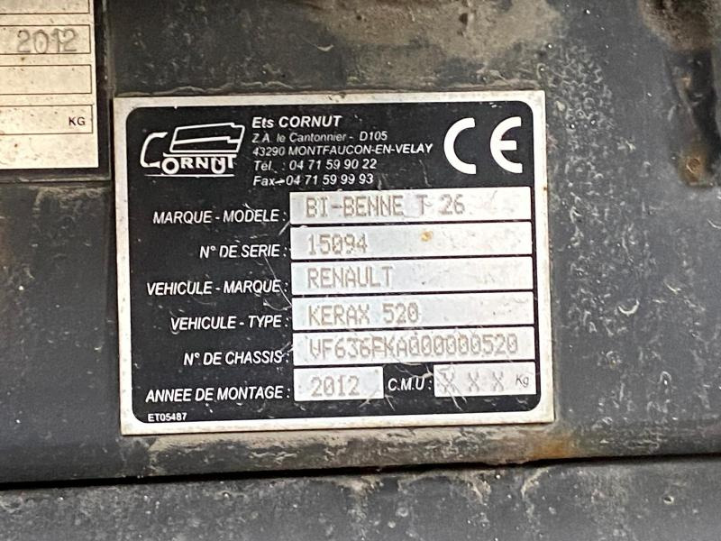 Camion benne, Camion grue RENAULT KERAX 8x4 520 BIBENNE CIF GRUE CORMACH: photos 27