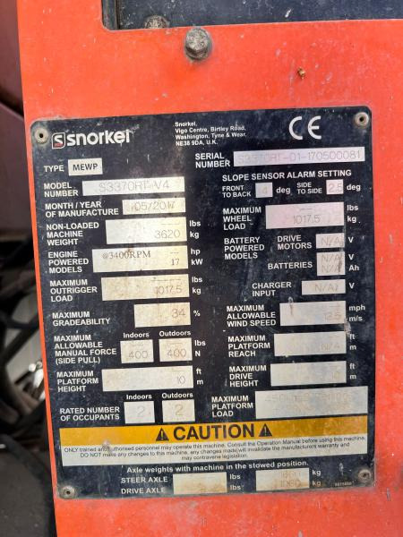 Nacelle ciseaux Snorkel S3370RT NACELLE CISEAUX 12M 4X4 DIESEL: photos 9