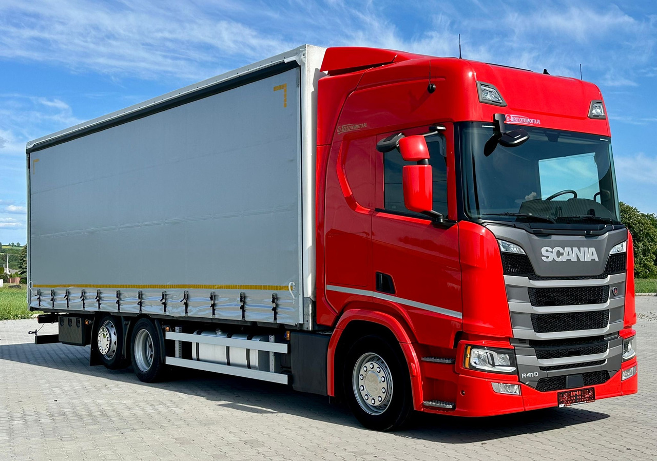 SCANIA R410 / FIRANKA / 21 EUROPALET / 8.5 M DŁUGOŚCI / 6x2 / PODWIESZA - Camion à rideaux coulissants: photos 1 SCANIA R410 / FIRANKA / 21 EUROPALET / 8.5 M DŁUGOŚCI / 6x2 / PODWIESZA - Camion à rideaux coulissants: photos 1