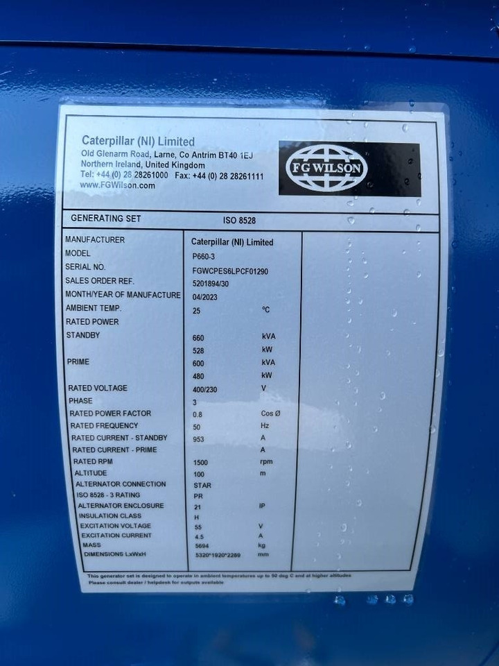 FG Wilson P660-3 - 660 kVA Genset - DPX-16022 - Groupe électrogène: photos 4 FG Wilson P660-3 - 660 kVA Genset - DPX-16022 - Groupe électrogène: photos 4