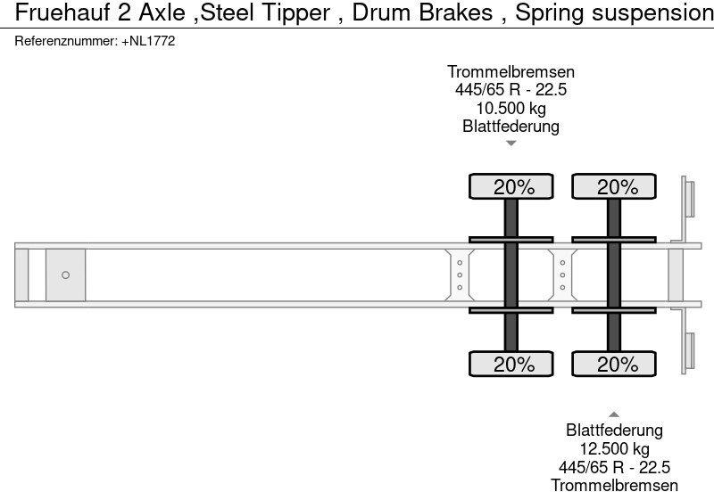 Semi-remorque benne Fruehauf 2 Axle ,Steel Tipper , Drum Brakes , Spring suspension: photos 12