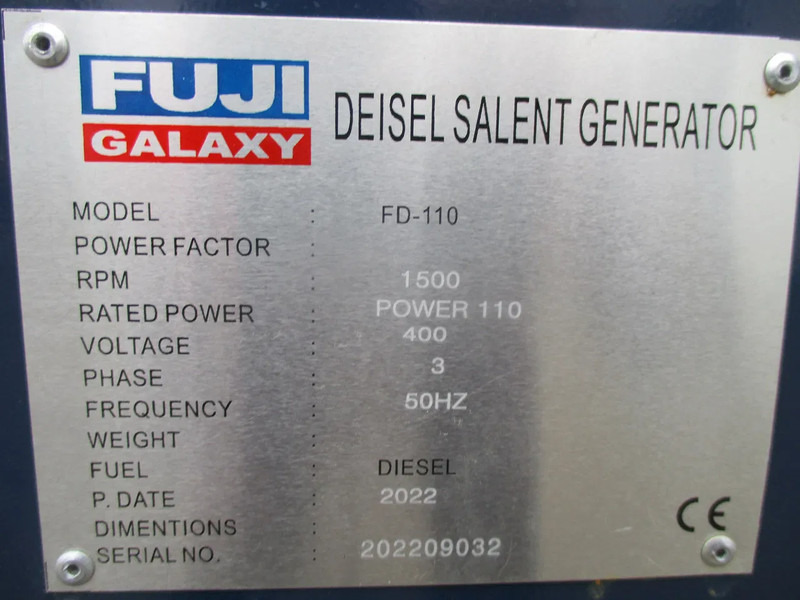 Groupe électrogène neuf Fuji Galaxy FD-110 , New Diesel generator , 110 KVA , 3 Phase: photos 13