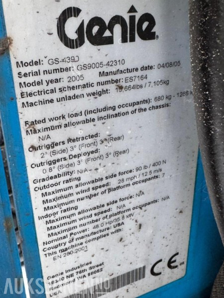 2005 Genie 4390 SAKSLIFT - 3878 Timer - Nacelle: photos 5 2005 Genie 4390 SAKSLIFT - 3878 Timer - Nacelle: photos 5