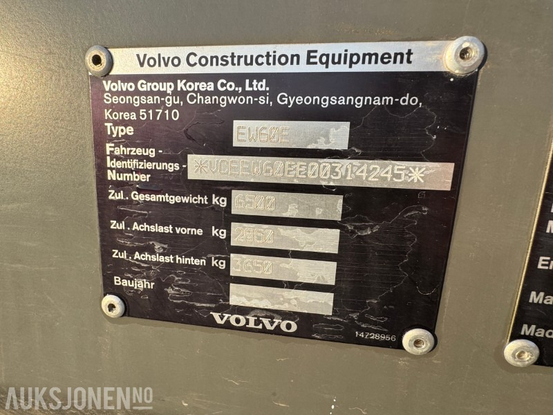 Pelle 2020 Volvo EW60E HJULGRAVER MED TOLTROTATOR OG 2 SKUFFER: photos 19