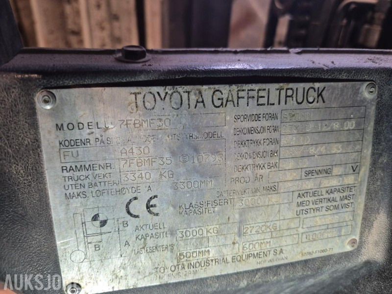 Crédit-bail de 2004 Toyota 7FBMF30, elektrisk gaffeltruck, repobjekt 2004 Toyota 7FBMF30, elektrisk gaffeltruck, repobjekt: photos 20 Crédit-bail de 2004 Toyota 7FBMF30, elektrisk gaffeltruck, repobjekt 2004 Toyota 7FBMF30, elektrisk gaffeltruck, repobjekt: photos 20