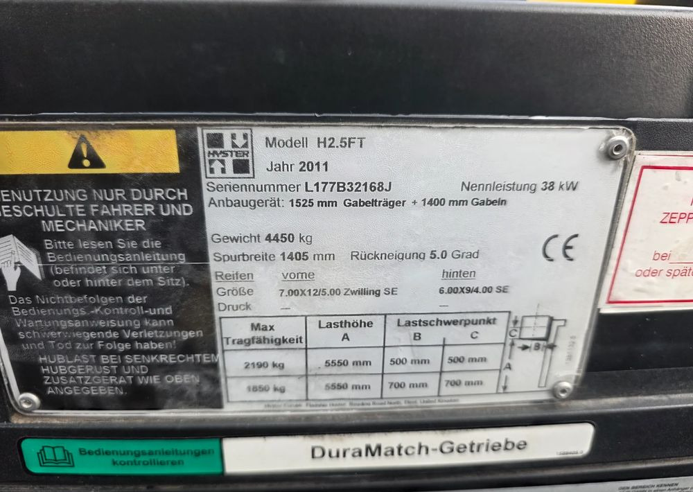 Hyster H2.5FT /LPG/ 1 WŁAŚCICIEL /1923 MTH / - Chariot élévateur: photos 5 Hyster H2.5FT /LPG/ 1 WŁAŚCICIEL /1923 MTH / - Chariot élévateur: photos 5