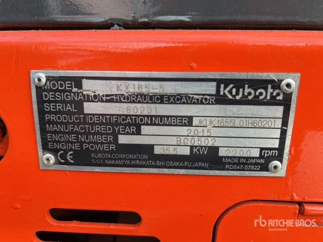 2015 Kubota KX165-5 Mini Excavator: <6.6t - Mini pelle: photos 2 2015 Kubota KX165-5 Mini Excavator: <6.6t - Mini pelle: photos 2