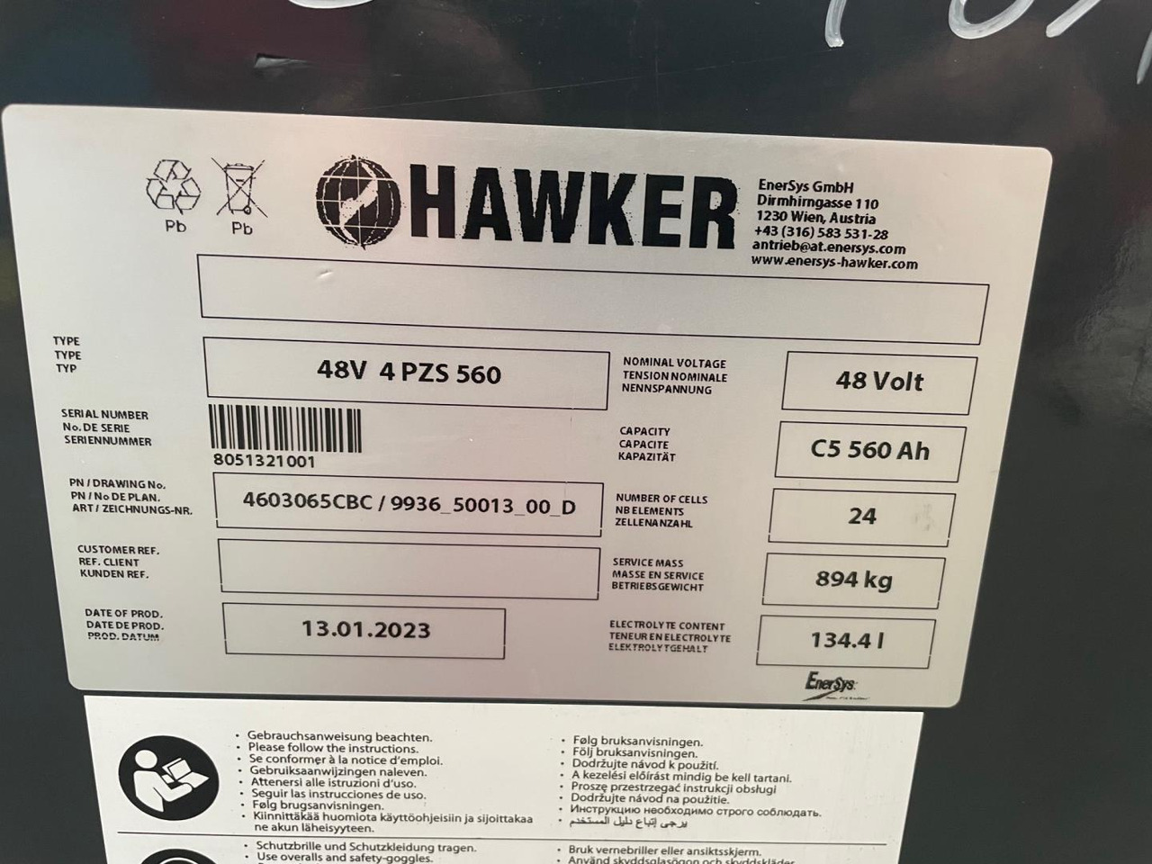 Hawker 48V 4 PZS 560 - Accumulateur pour Matériel de manutention: photos 2 Hawker 48V 4 PZS 560 - Accumulateur pour Matériel de manutention: photos 2