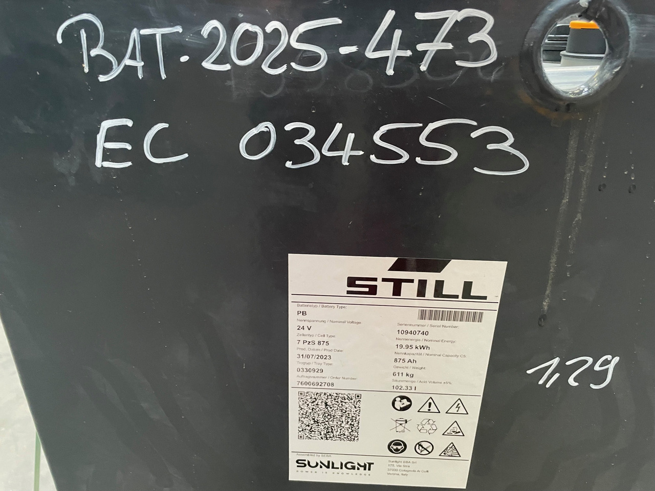 Sunlight 24V 7 PZS 875 - Accumulateur pour Matériel de manutention: photos 3 Sunlight 24V 7 PZS 875 - Accumulateur pour Matériel de manutention: photos 3