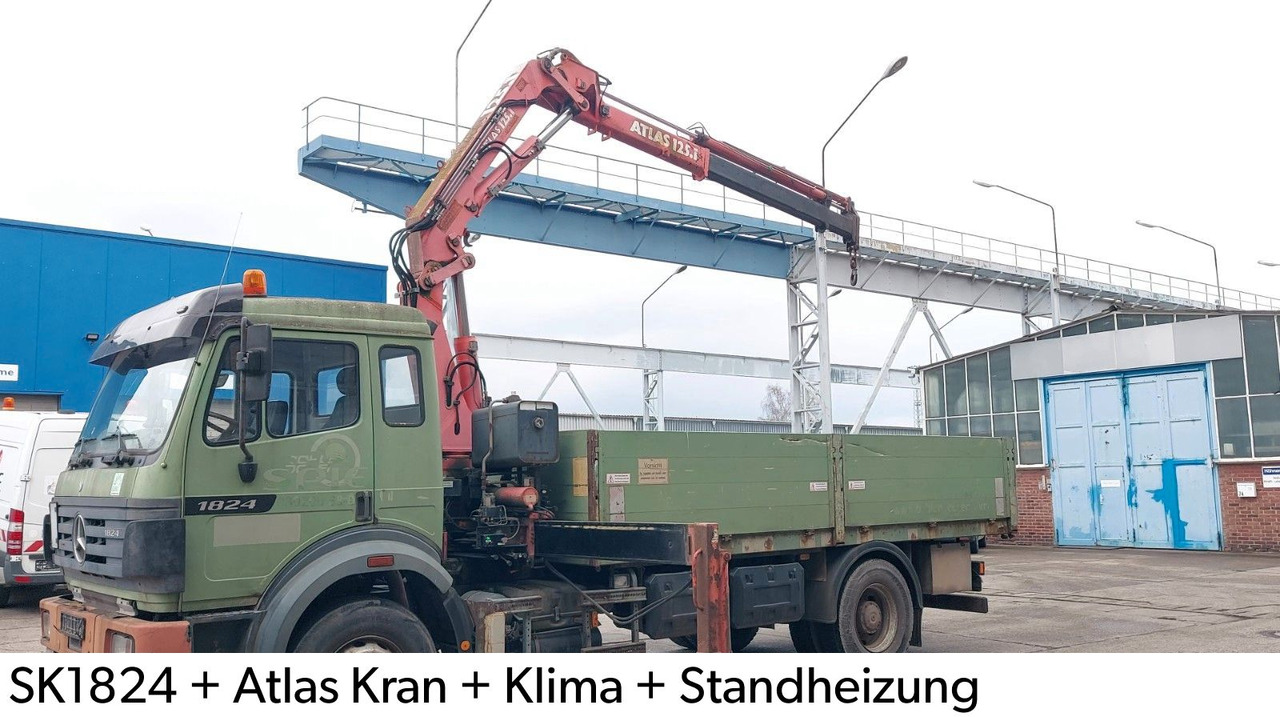 Mercedes-Benz SK 1824 Pritsche Atlas 125.1 Kran Klima Tempomat - Camion plateau, Camion grue: photos 1 Mercedes-Benz SK 1824 Pritsche Atlas 125.1 Kran Klima Tempomat - Camion plateau, Camion grue: photos 1