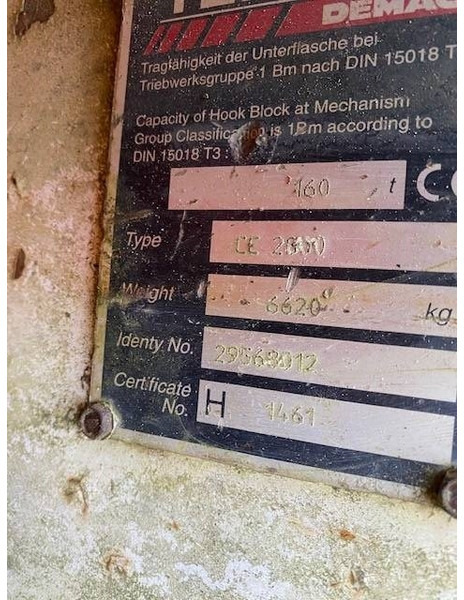 Terex Demag 160t hook block 5-sheave CC2800 / TC2800 - Grue auxiliaire pour Engins de chantier: photos 5 Terex Demag 160t hook block 5-sheave CC2800 / TC2800 - Grue auxiliaire pour Engins de chantier: photos 5