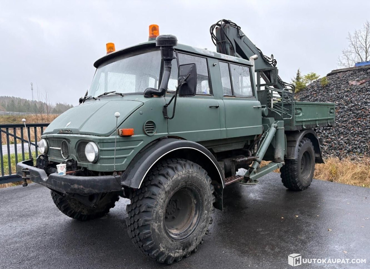 Mercedes-Benz UNIMOG, 5-seat cab, NUMMI crane, 1980, Vihti - Camion benne, Camion grue: photos 1 Mercedes-Benz UNIMOG, 5-seat cab, NUMMI crane, 1980, Vihti - Camion benne, Camion grue: photos 1