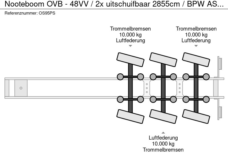 Semi-remorque plateau Nooteboom OVB - 48VV / 2x uitschuifbaar 2855cm / BPW ASSEN / 3x hydraulisch gestuurd / APK - TUV OKTOBER 2025 /: photos 12 Semi-remorque plateau Nooteboom OVB - 48VV / 2x uitschuifbaar 2855cm / BPW ASSEN / 3x hydraulisch gestuurd / APK - TUV OKTOBER 2025 /: photos 12