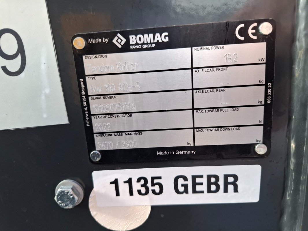 BOMAG DE BW 100 ADe-5 - Compacteur: photos 2 BOMAG DE BW 100 ADe-5 - Compacteur: photos 2