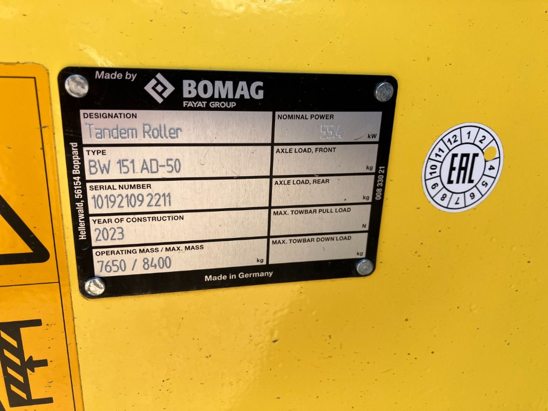 BOMAG DE BW 151 AD-50 Stage IIIa/Tier 4i - Rouleau compresseur: photos 2 BOMAG DE BW 151 AD-50 Stage IIIa/Tier 4i - Rouleau compresseur: photos 2