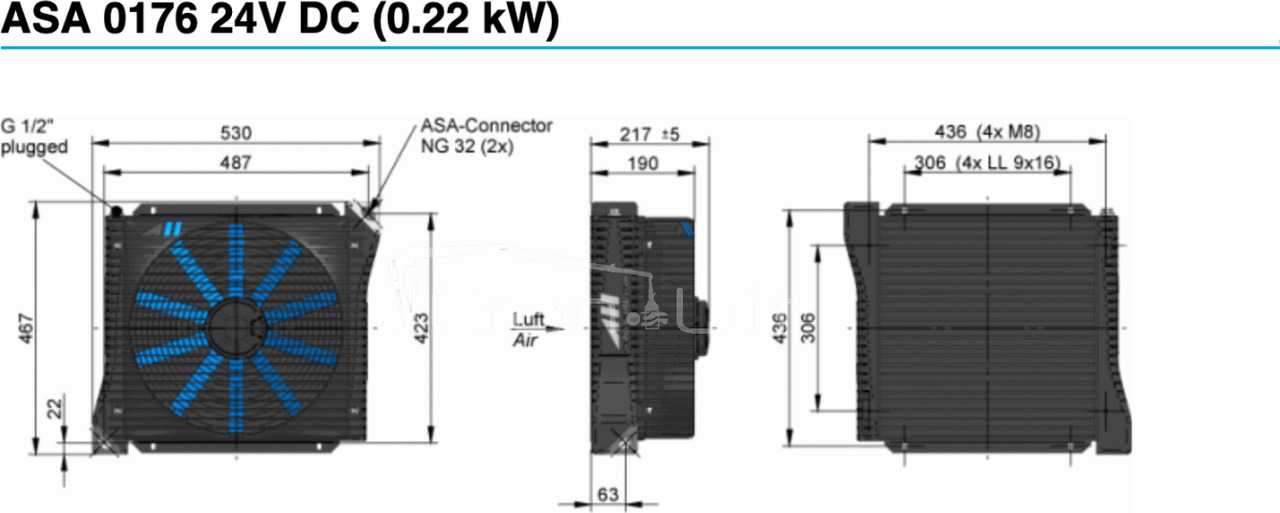 Chłodnica oleju hydraulicznego ASA 0176 / 24V / 250L ASA0176AD02 - Radiateur d'huile pour Grue auxiliaire: photos 2 Chłodnica oleju hydraulicznego ASA 0176 / 24V / 250L ASA0176AD02 - Radiateur d'huile pour Grue auxiliaire: photos 2