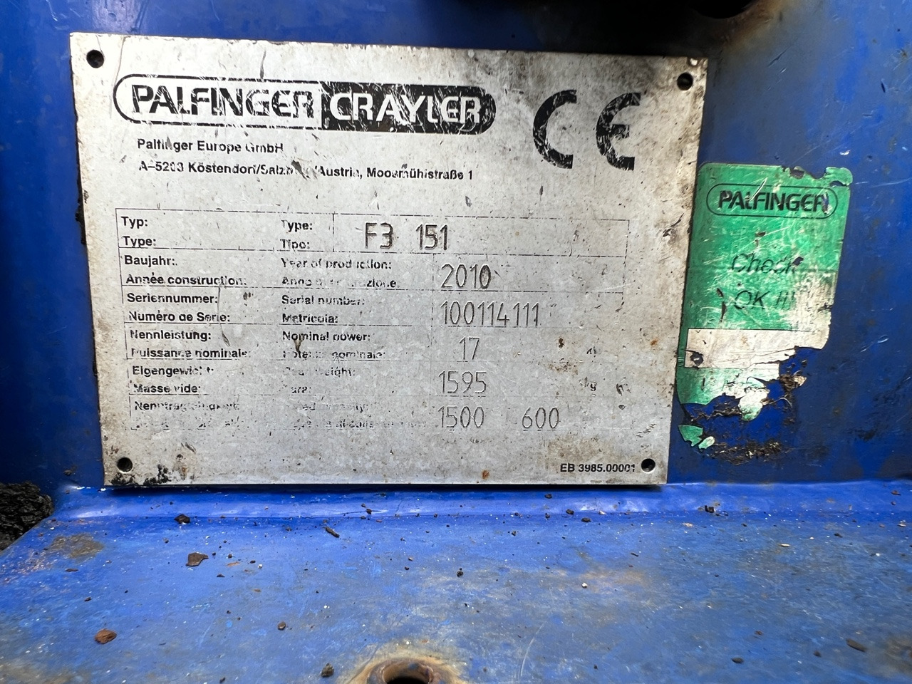 PALFINGER CRAYLER PALFINGER CRAYLER F3 151 - Chariot embarqué: photos 5 PALFINGER CRAYLER PALFINGER CRAYLER F3 151 - Chariot embarqué: photos 5