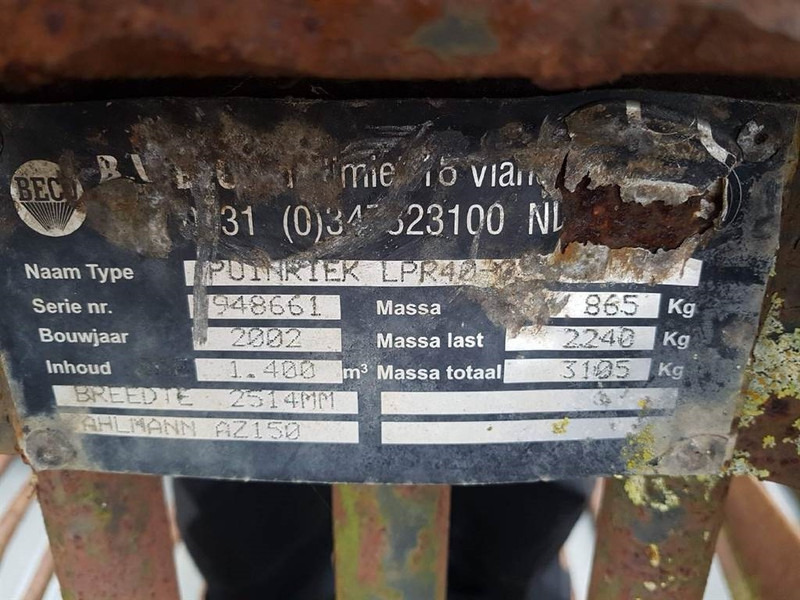 Ahlmann AZ150-Beco LPR40-2,51 mtr-Skeleton bucket - Godet: photos 3 Ahlmann AZ150-Beco LPR40-2,51 mtr-Skeleton bucket - Godet: photos 3