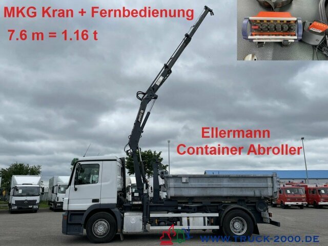 Mercedes-Benz 1841L Abroller + Kran + FB 7.6m=1.2 t. - Camion ampliroll, Camion grue: photos 1 Mercedes-Benz 1841L Abroller + Kran + FB 7.6m=1.2 t. - Camion ampliroll, Camion grue: photos 1