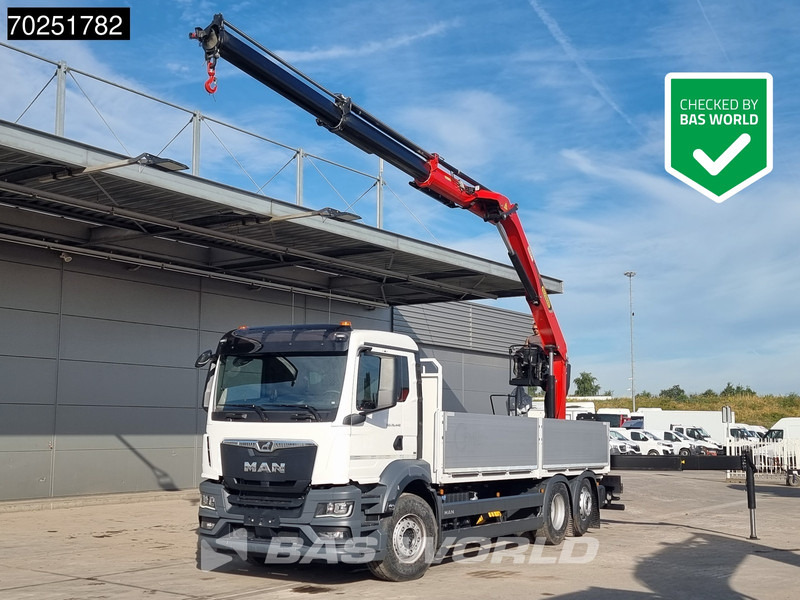 MAN TGS 26.440 6X2 NEW NL-Truck Palfinger PK 20.501 L TEC3 Kran Crane Baustoff Euro 6 - Camion plateau, Camion grue: photos 1 MAN TGS 26.440 6X2 NEW NL-Truck Palfinger PK 20.501 L TEC3 Kran Crane Baustoff Euro 6 - Camion plateau, Camion grue: photos 1