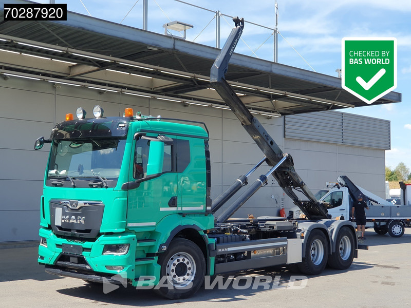 MAN TGS 28.510 6X2 Meiller RS21 65 Hooklift Lift-Axle Automatic Navi Retarder Euro 6 - Camion ampliroll: photos 1 MAN TGS 28.510 6X2 Meiller RS21 65 Hooklift Lift-Axle Automatic Navi Retarder Euro 6 - Camion ampliroll: photos 1