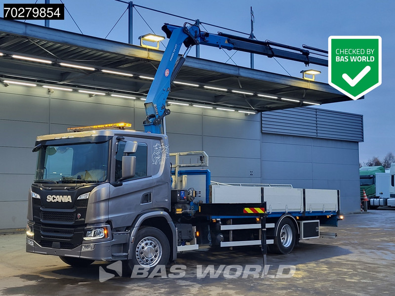 Scania P280 4X2 HMF 1420K-RC Kran Crane Leather seats Automatic Euro 6 - Camion plateau, Camion grue: photos 1 Scania P280 4X2 HMF 1420K-RC Kran Crane Leather seats Automatic Euro 6 - Camion plateau, Camion grue: photos 1