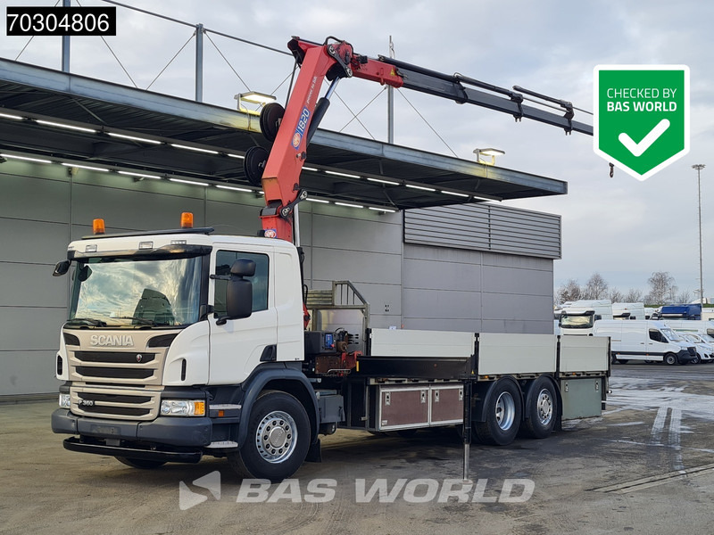 Scania P360 P 6X2 HMF 1820-K4 Kran Crane Lift+Steering Axle Air suspension Euro 6 - Camion plateau, Camion grue: photos 1 Scania P360 P 6X2 HMF 1820-K4 Kran Crane Lift+Steering Axle Air suspension Euro 6 - Camion plateau, Camion grue: photos 1