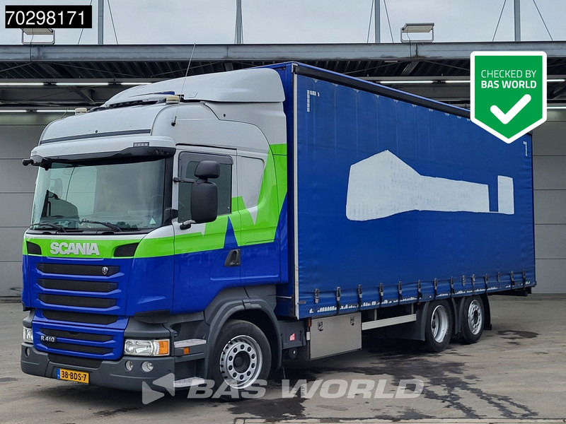 Scania R410 R 6X2 NL-Truck Curtainsider Lift+steering axle Automatic Euro 6 - Camion à rideaux coulissants: photos 1 Scania R410 R 6X2 NL-Truck Curtainsider Lift+steering axle Automatic Euro 6 - Camion à rideaux coulissants: photos 1