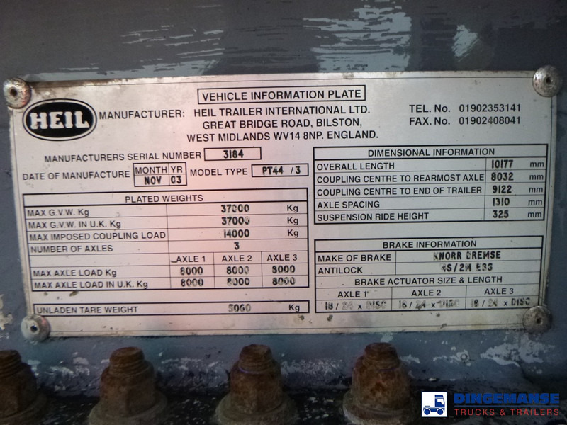 Semi-remorque citerne Heil / Thompson Fuel tank alu 34.2 m3 / 1 comp: photos 20