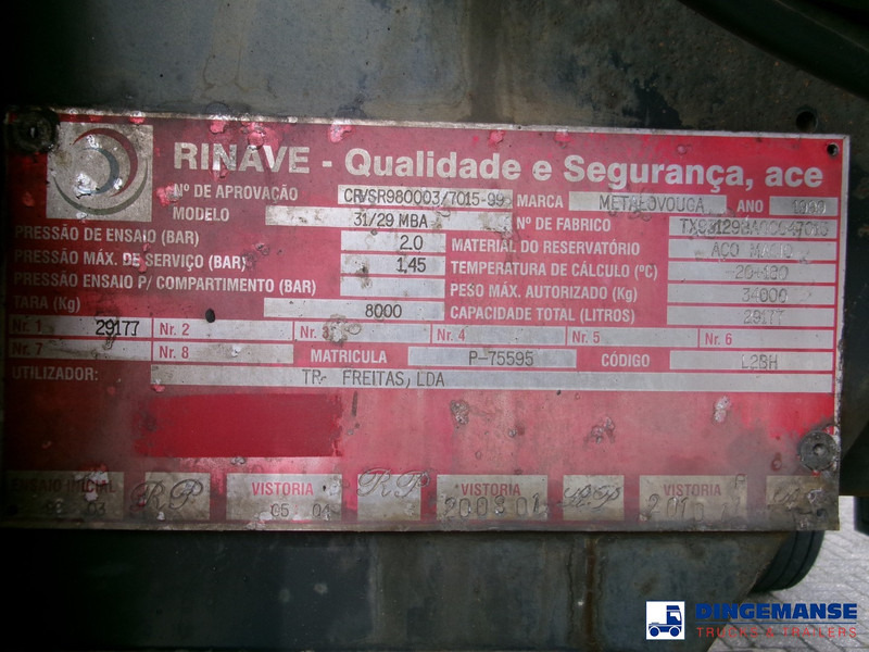 Semi-remorque citerne METALOVOUGA Bitumen / heavy oil tank inox 29 m3 / 1 comp: photos 17