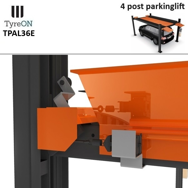TPAL36E 4 post parking lift- 3.6T - Height 222 cm - 480 cm runways - Electric release - For indoor and outdoor use - 230V - Park 2 vehicles on top of each - Équipement de garage: photos 5 TPAL36E 4 post parking lift- 3.6T - Height 222 cm - 480 cm runways - Electric release - For indoor and outdoor use - 230V - Park 2 vehicles on top of each - Équipement de garage: photos 5