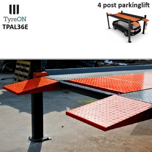 TPAL36E 4 post parking lift- 3.6T - Height 222 cm - 480 cm runways - Electric release - For indoor and outdoor use - 230V - Park 2 vehicles on top of each - Équipement de garage: photos 3 TPAL36E 4 post parking lift- 3.6T - Height 222 cm - 480 cm runways - Electric release - For indoor and outdoor use - 230V - Park 2 vehicles on top of each - Équipement de garage: photos 3
