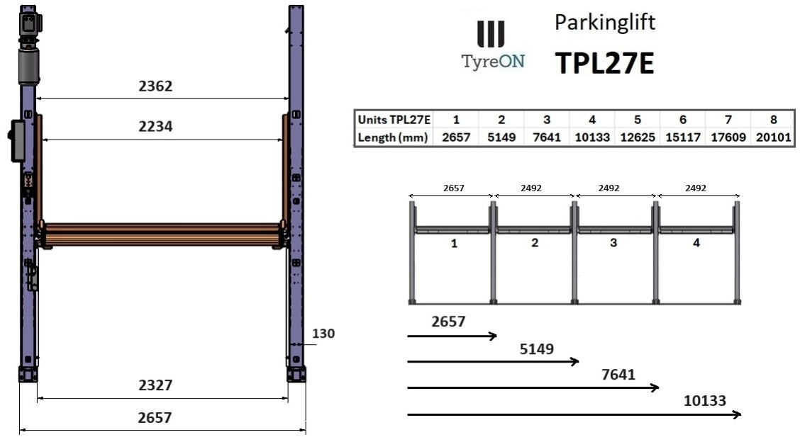 TPL27E-1 2.7T car parking lift - electric release of safety locks - no air pressure required - 2 columns - 2 cars - Équipement de garage: photos 5 TPL27E-1 2.7T car parking lift - electric release of safety locks - no air pressure required - 2 columns - 2 cars - Équipement de garage: photos 5