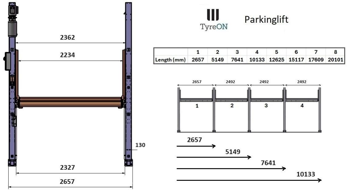 TPL27E-3 car parking lift - electric release of safety locks - no air pressure required - 4 columns - 6 cars - Équipement de garage: photos 2 TPL27E-3 car parking lift - electric release of safety locks - no air pressure required - 4 columns - 6 cars - Équipement de garage: photos 2