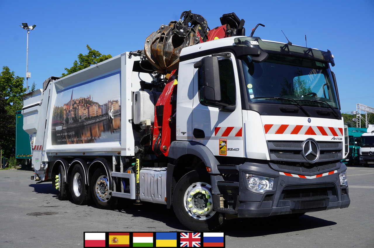 MERCEDES-BENZ Antos 3240 8x2 / Tajfun 5T crane / Farid Industries garbage truck/ 3 steered axles - Camion hydrocureur: photos 1 MERCEDES-BENZ Antos 3240 8x2 / Tajfun 5T crane / Farid Industries garbage truck/ 3 steered axles - Camion hydrocureur: photos 1