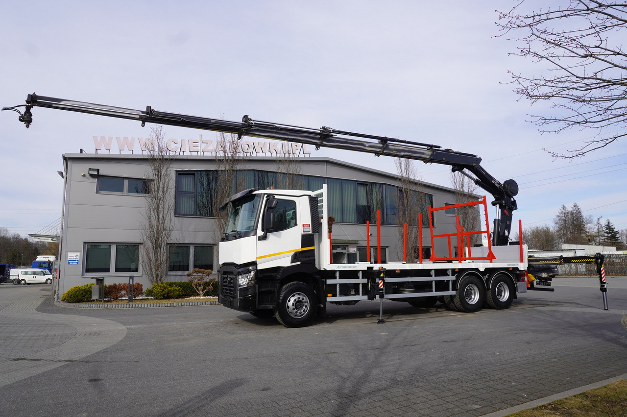 RENAULT C430 / HIAB 244 EP-5 HIDUO crane 8400 kg 15 m / Platform with stanchions - Remorque forestière: photos 5 RENAULT C430 / HIAB 244 EP-5 HIDUO crane 8400 kg 15 m / Platform with stanchions - Remorque forestière: photos 5