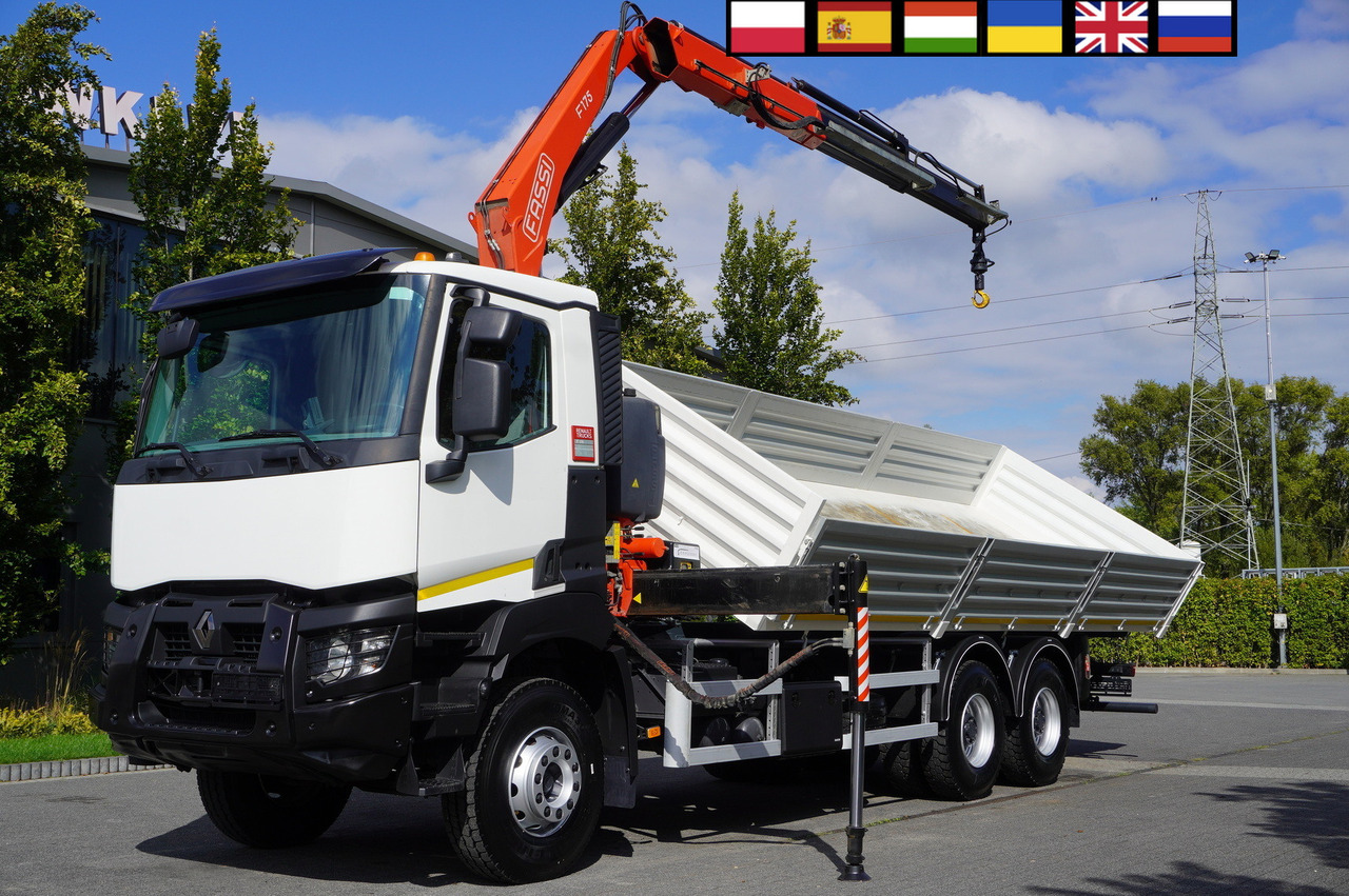 RENAULT K380 6×4 / FASSI F175 crane 7.85 t / 120 thousand km! / 2-sided tipper - Camion grue: photos 1 RENAULT K380 6×4 / FASSI F175 crane 7.85 t / 120 thousand km! / 2-sided tipper - Camion grue: photos 1