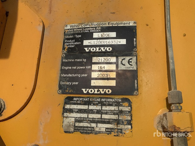 2003 Volvo L120E Wheel Loader - Chargeuse sur pneus: photos 2 2003 Volvo L120E Wheel Loader - Chargeuse sur pneus: photos 2