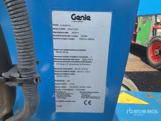 2015 Genie Z40/23NRJ Articulating Boom Lift - Nacelle articulée: photos 2 2015 Genie Z40/23NRJ Articulating Boom Lift - Nacelle articulée: photos 2