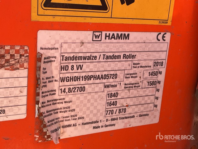 2018 Hamm HD8VV Double Drum Roller - Compacteur: photos 2 2018 Hamm HD8VV Double Drum Roller - Compacteur: photos 2