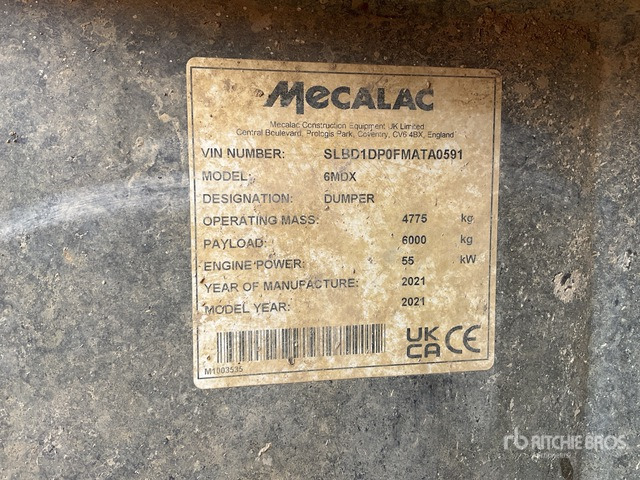 2021 Mecalac 6MDX Cabbed 6 Ton Dumper - Tombereau: photos 2 2021 Mecalac 6MDX Cabbed 6 Ton Dumper - Tombereau: photos 2