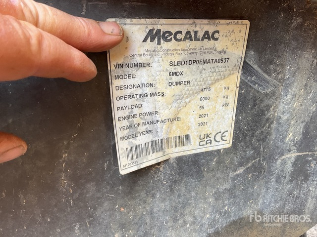 2021 Mecalac 6MDX Cabbed 6 Ton Dumper - Tombereau: photos 2 2021 Mecalac 6MDX Cabbed 6 Ton Dumper - Tombereau: photos 2